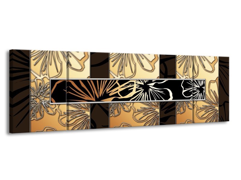 Glas schilderij Art | Geel, Crème Bruin | 170x50cm 3Luik