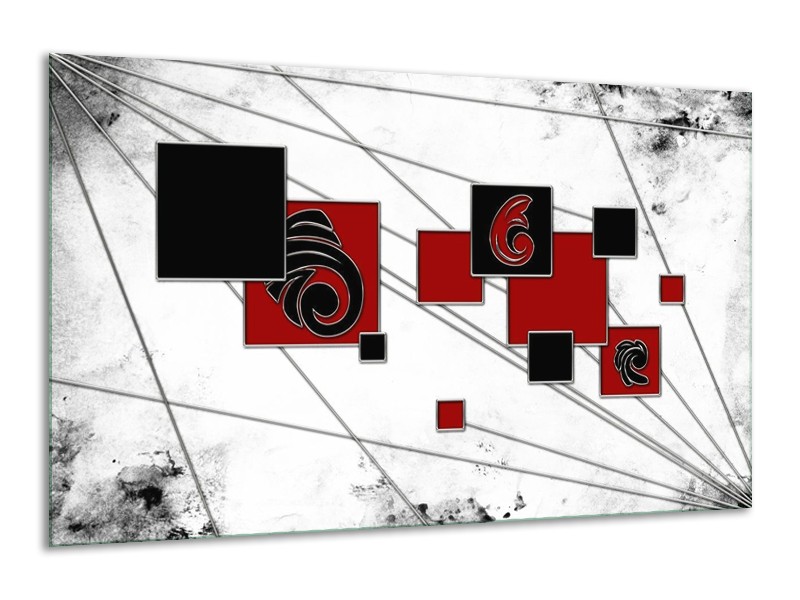 Canvas schilderij Vierkant | Zwart, Rood, Wit | 120x70cm 1Luik