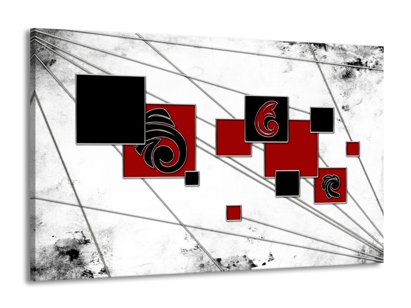 Glas schilderij Vierkant | Zwart, Rood, Wit | 140x90cm 1Luik