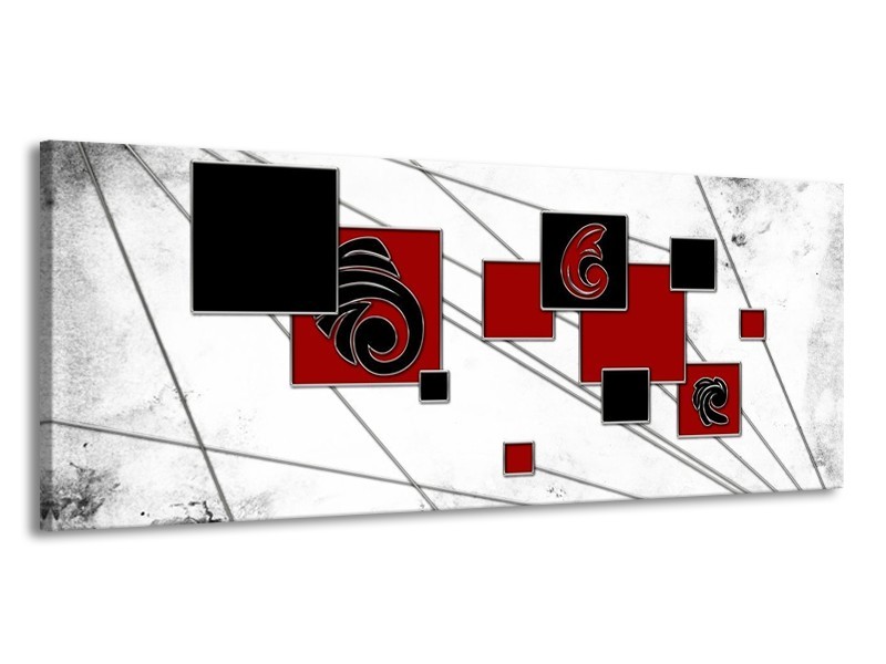 Glas schilderij Vierkant | Zwart, Rood, Wit | 145x58cm 1Luik