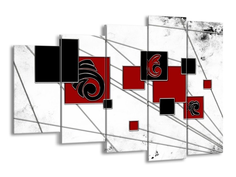 Glas schilderij Vierkant | Zwart, Rood, Wit | 150x100cm 5Luik