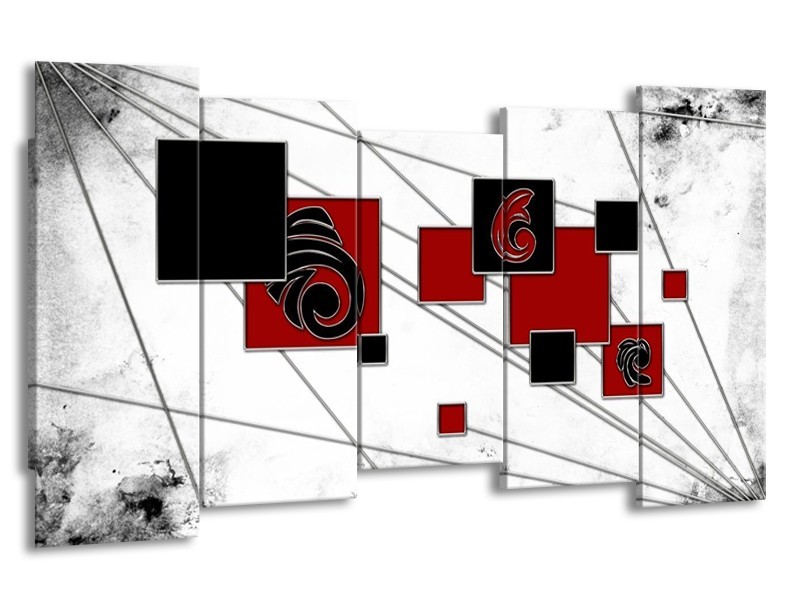 Glas schilderij Vierkant | Zwart, Rood, Wit | 150x80cm 5Luik