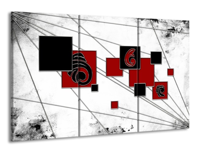 Glas schilderij Vierkant | Zwart, Rood, Wit | 165x100cm 3Luik