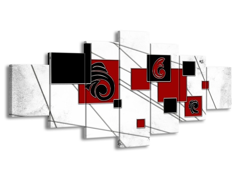 Glas schilderij Vierkant | Zwart, Rood, Wit | 210x100cm 7Luik