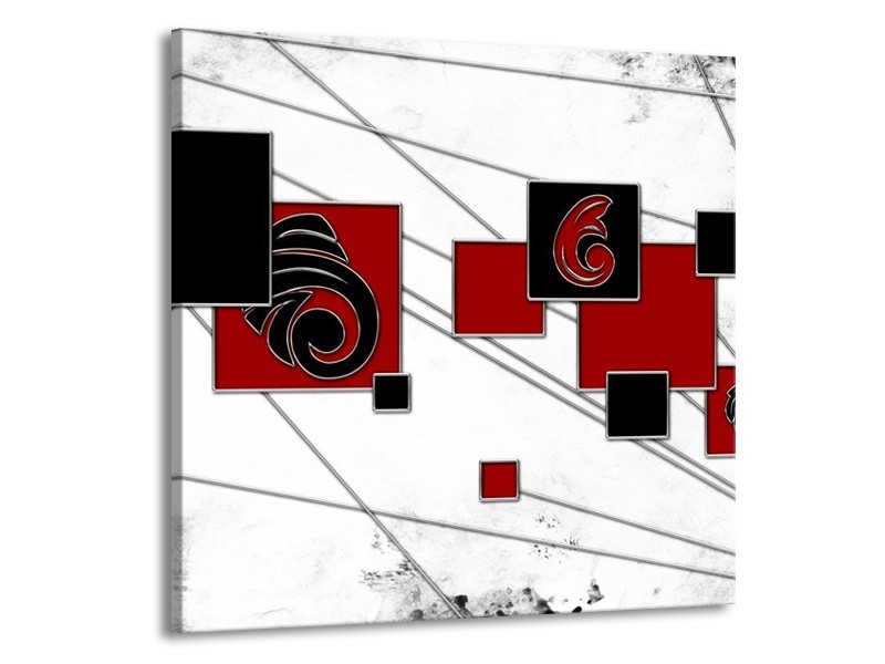Canvas schilderij Vierkant | Zwart, Rood, Wit | 50x50cm 1Luik