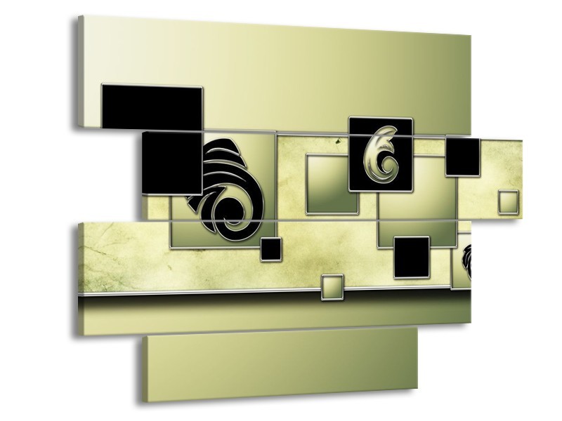 Canvas schilderij Vierkant | Zwart, Groen | 115x85cm 4Luik