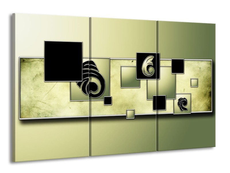 Glas schilderij Vierkant | Zwart, Groen | 165x100cm 3Luik