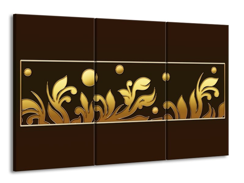 Glas schilderij Art | Bruin, Goud | 165x100cm 3Luik