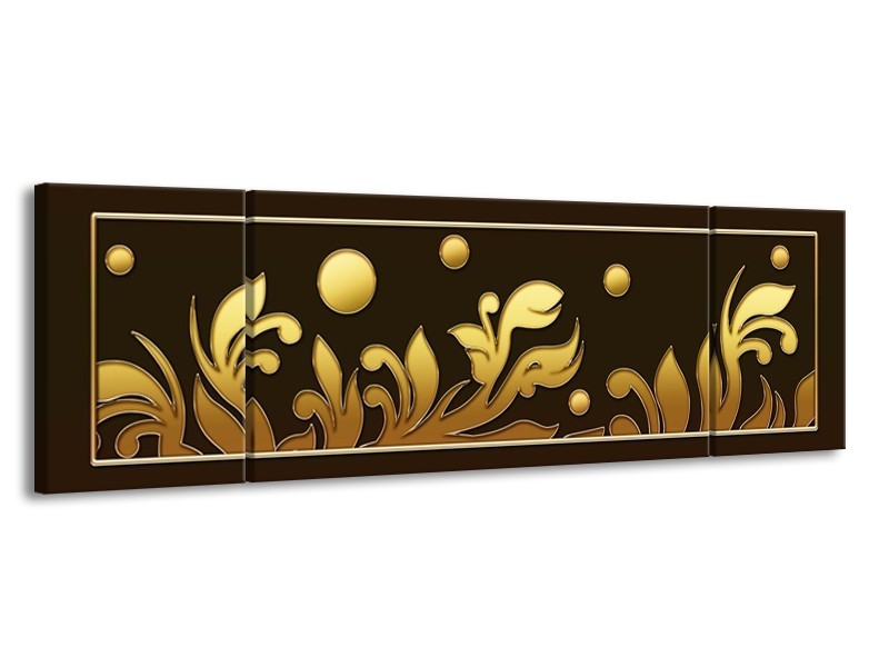 Glas schilderij Art | Bruin, Goud | 170x50cm 3Luik