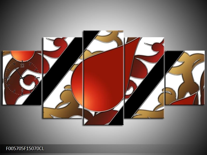 Klok schilderij Art | Rood, Bruin, Wit | 150x70cm 5Luik