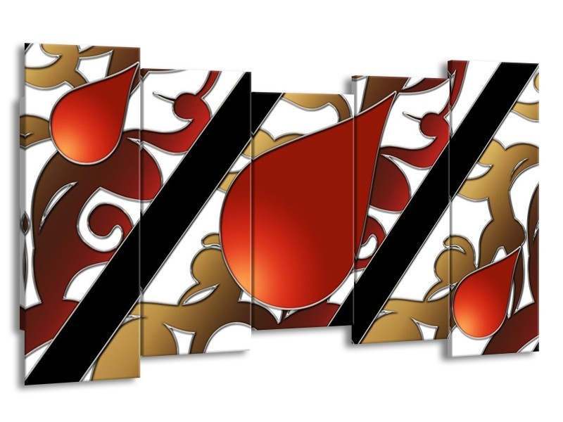 Glas schilderij Art | Rood, Bruin, Wit | 150x80cm 5Luik
