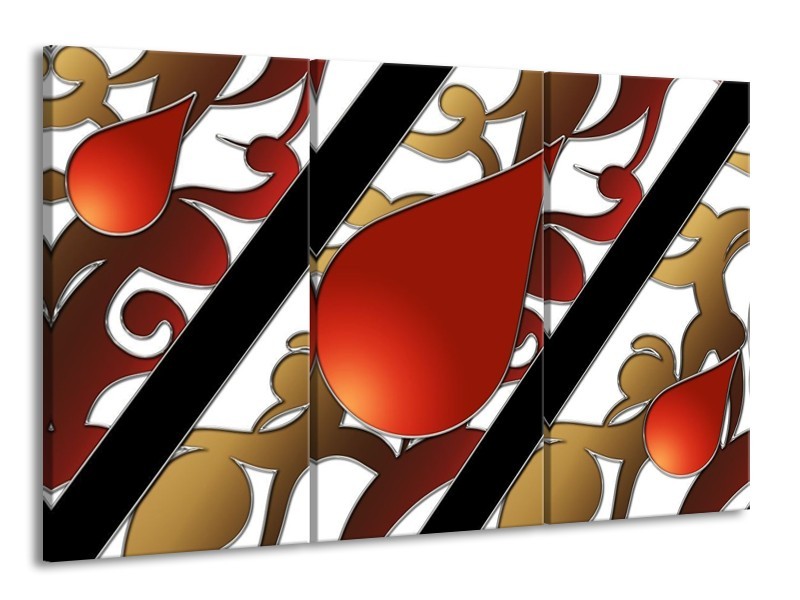 Glas schilderij Art | Rood, Bruin, Wit | 165x100cm 3Luik