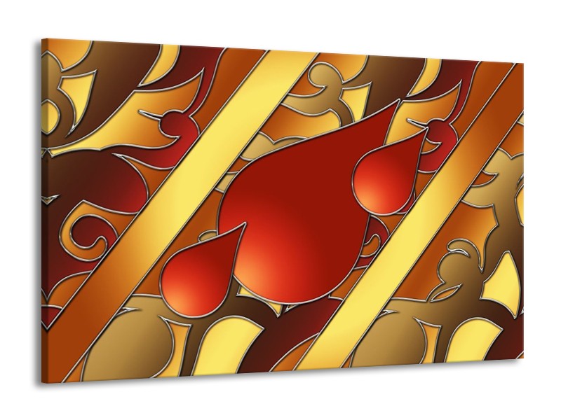 Glas schilderij Art | Bruin, Goud, Rood | 140x90cm 1Luik
