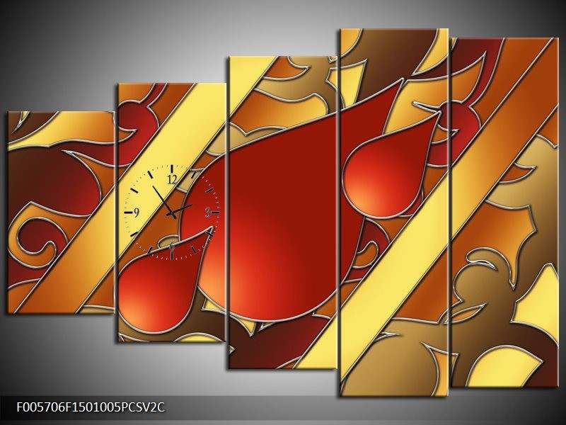 Klok schilderij Art | Bruin, Goud, Rood | 150x100cm 5Luik