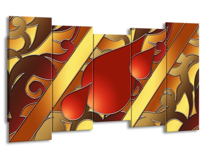 Glas schilderij Art | Bruin, Goud, Rood | 150x80cm 5Luik