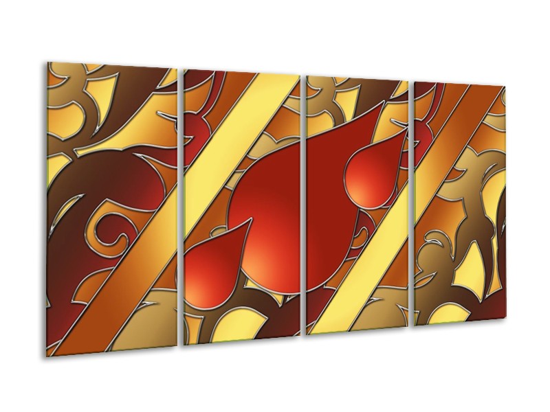 Glas schilderij Art | Bruin, Goud, Rood | 160x80cm 4Luik