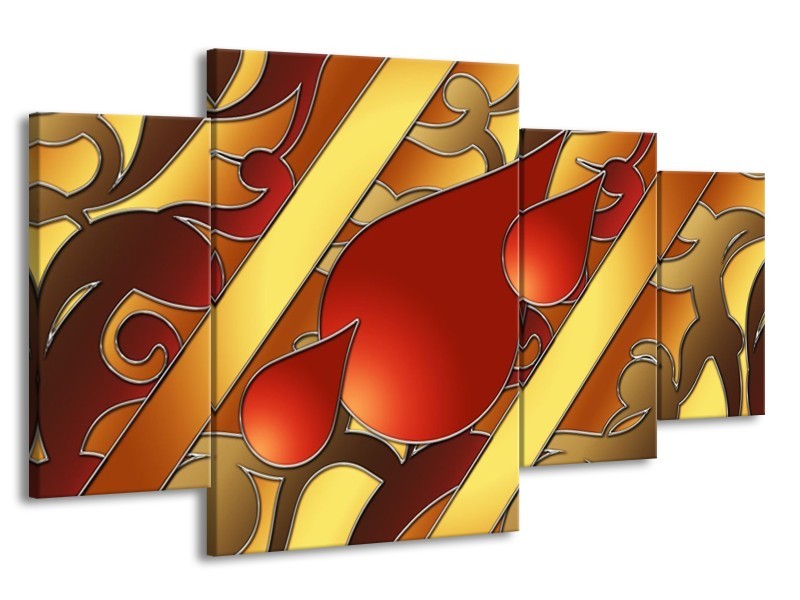 Glas schilderij Art | Bruin, Goud, Rood | 160x90cm 4Luik