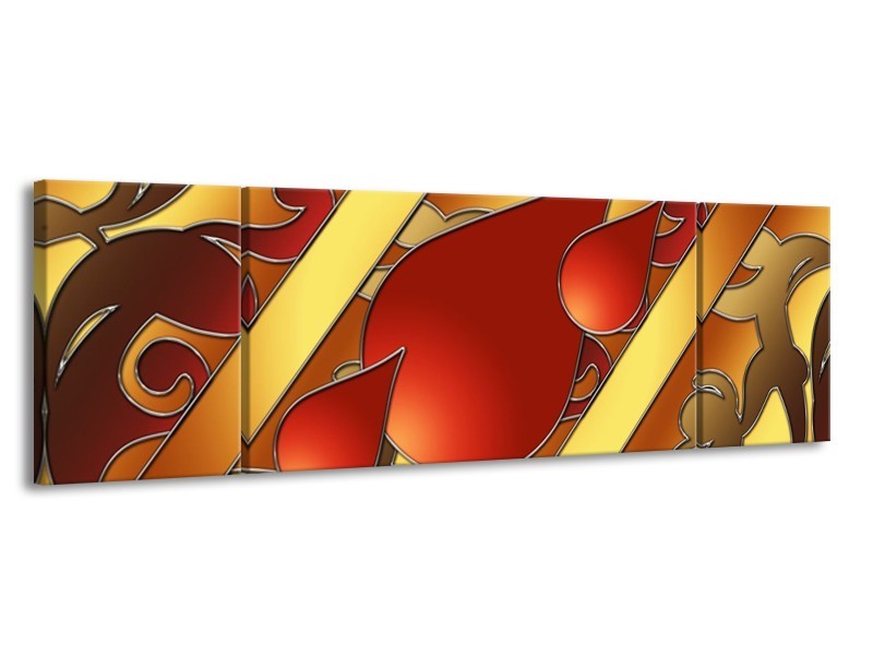 Glas schilderij Art | Bruin, Goud, Rood | 170x50cm 3Luik