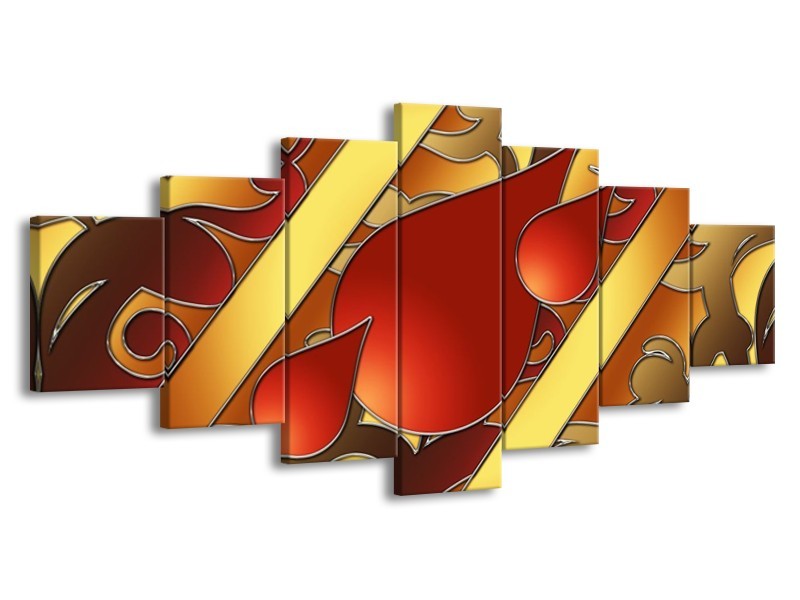 Glas schilderij Art | Bruin, Goud, Rood | 210x100cm 7Luik