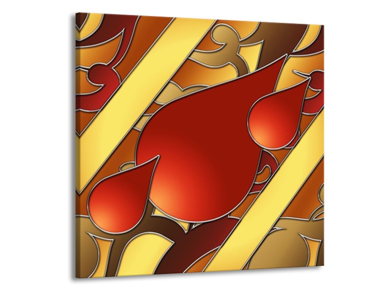 Glas schilderij Art | Bruin, Goud, Rood | 50x50cm 1Luik