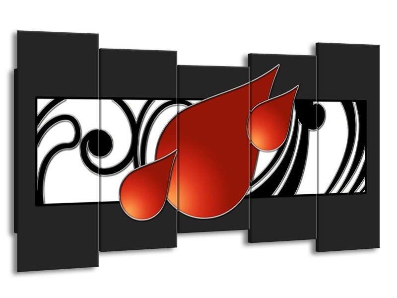 Glas schilderij Art | Rood, Zwart, Wit | 150x80cm 5Luik