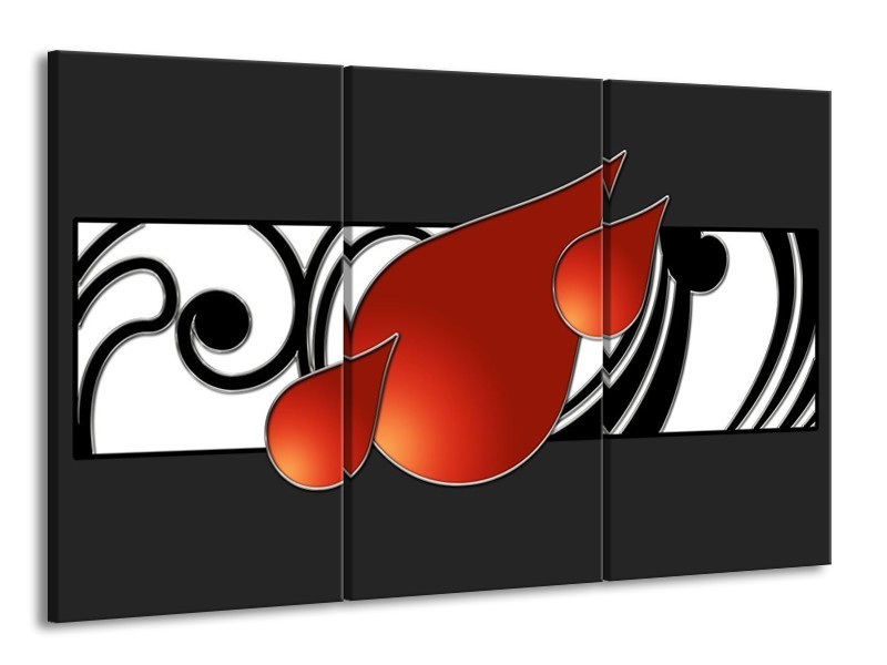 Glas schilderij Art | Rood, Zwart, Wit | 165x100cm 3Luik