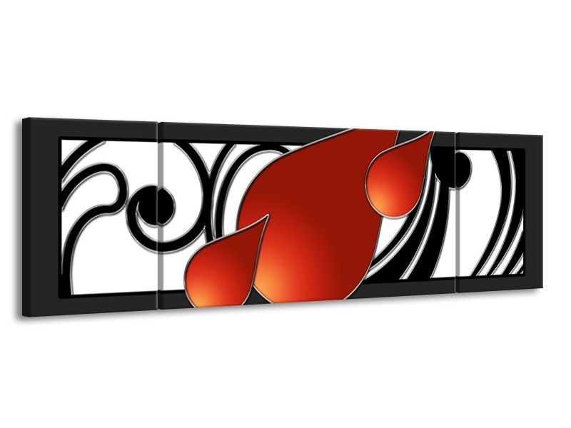 Glas schilderij Art | Rood, Zwart, Wit | 170x50cm 3Luik