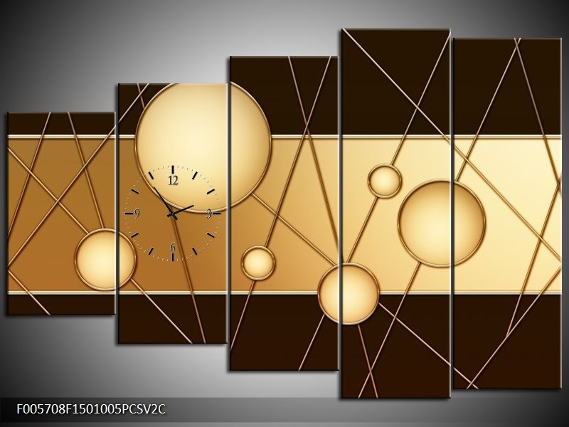 Klok schilderij Cirkel | Bruin, Crème | 150x100cm 5Luik