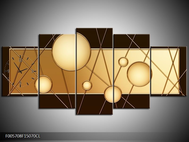 Klok schilderij Cirkel | Bruin, Crème | 150x70cm 5Luik