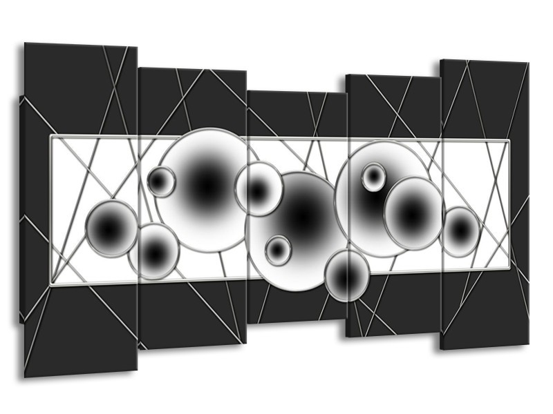 Glas schilderij Cirkel | Zwart, Wit | 150x80cm 5Luik