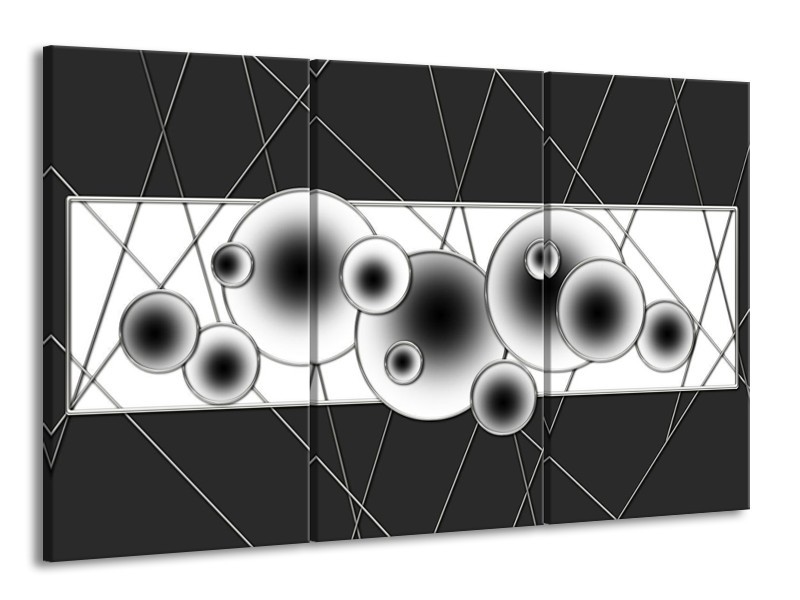 Glas schilderij Cirkel | Zwart, Wit | 165x100cm 3Luik