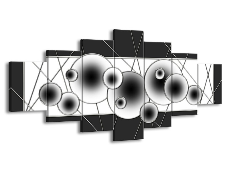 Glas schilderij Cirkel | Zwart, Wit | 210x100cm 7Luik