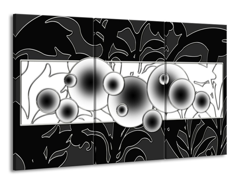 Glas schilderij Cirkel | Zwart, Wit | 165x100cm 3Luik