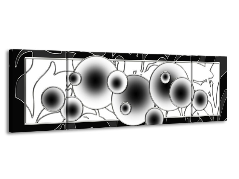 Glas schilderij Cirkel | Zwart, Wit | 170x50cm 3Luik