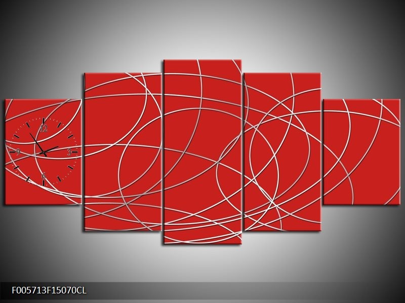Klok schilderij Art | Rood | 150x70cm 5Luik