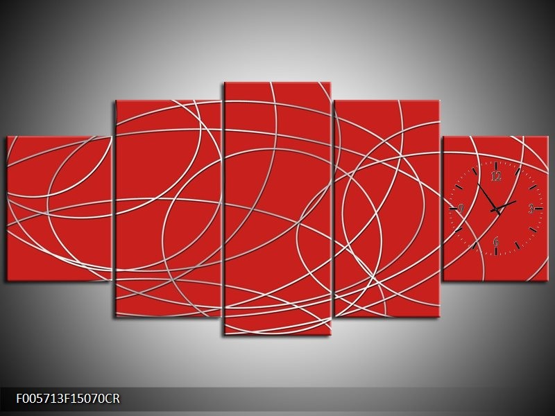 Klok schilderij Art | Rood | 150x70cm 5Luik