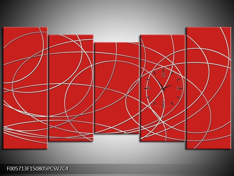 Klok schilderij Art | Rood | 150x80cm 5Luik
