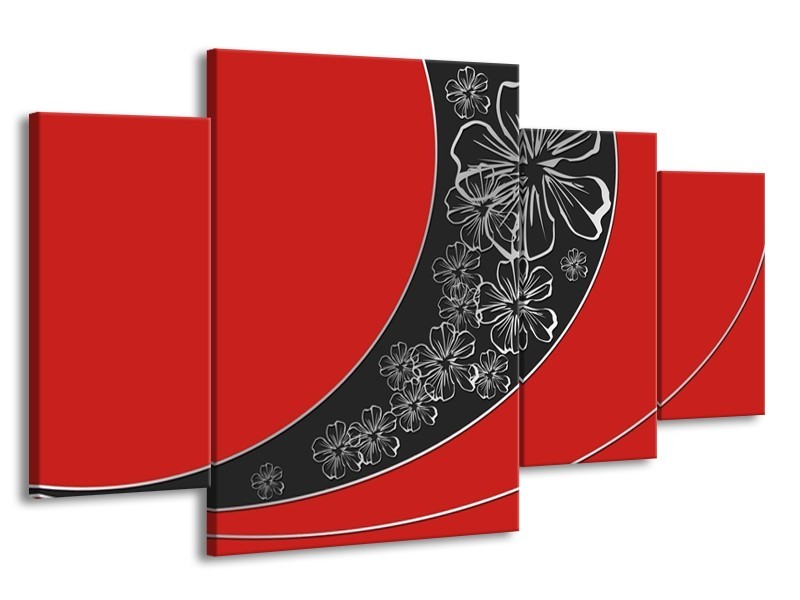 Glas schilderij Art | Rood, Zwart | 160x90cm 4Luik