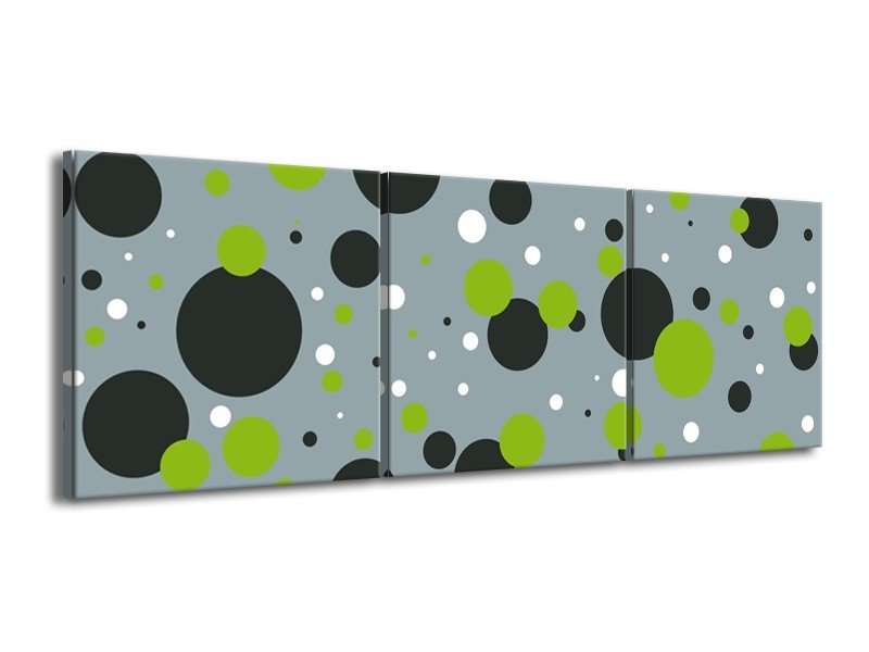 Glas schilderij Cirkel | Grijs, Zwart, Groen | 150x50cm 3Luik
