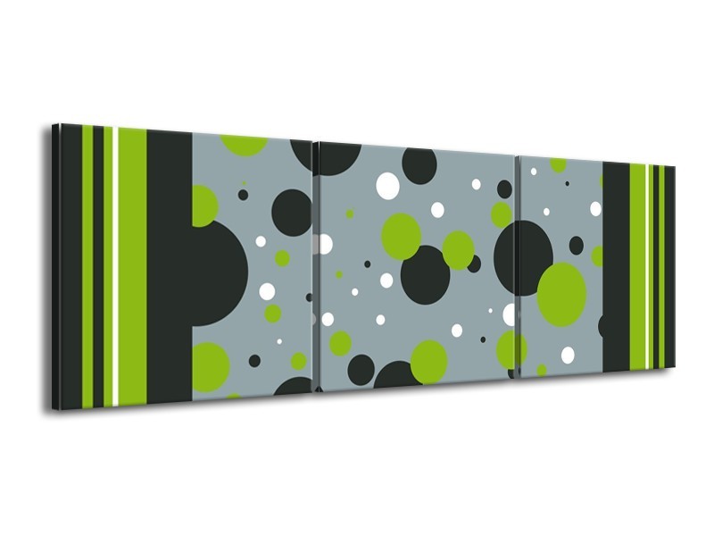 Glas schilderij Cirkel | Grijs, Zwart, Groen | 150x50cm 3Luik