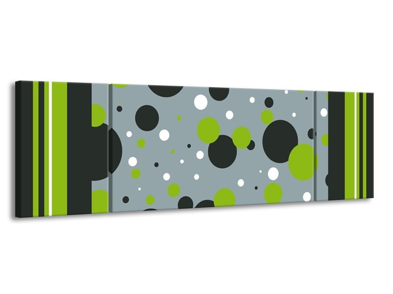 Glas schilderij Cirkel | Grijs, Zwart, Groen | 170x50cm 3Luik