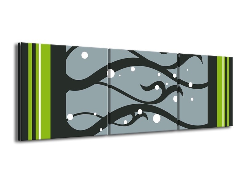 Glas schilderij Art | Grijs, Zwart | 150x50cm 3Luik