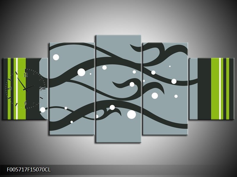 Klok schilderij Art | Grijs, Zwart | 150x70cm 5Luik