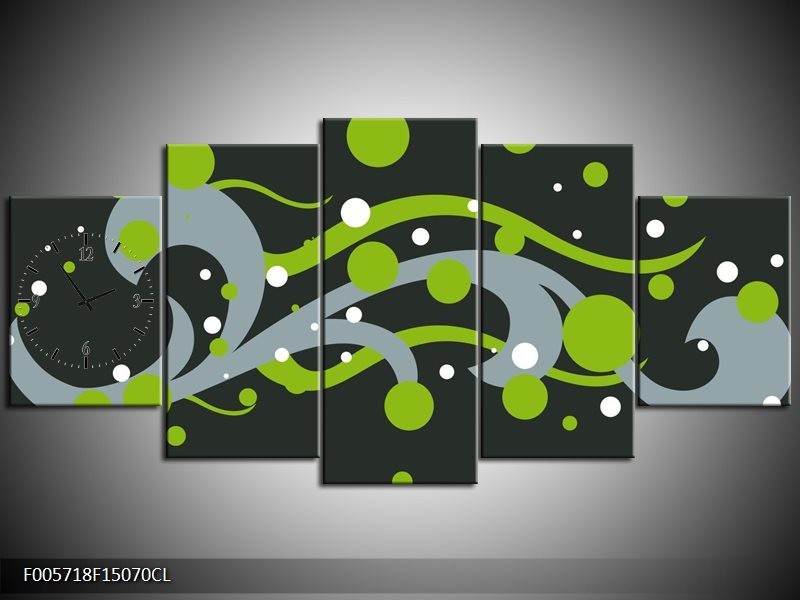 Klok schilderij Art | Groen, Grijs | 150x70cm 5Luik