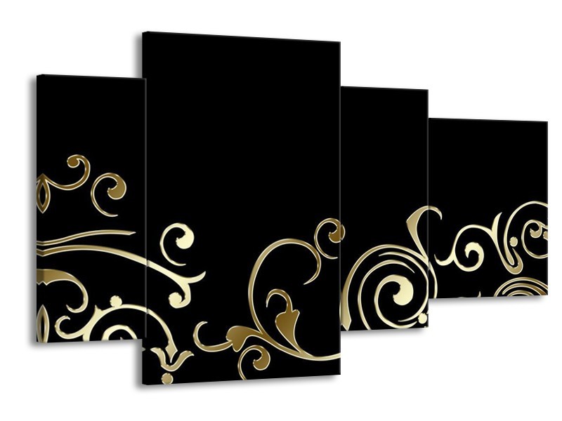 Canvas schilderij Art | Zwart, Bruin | 120x75cm 4Luik