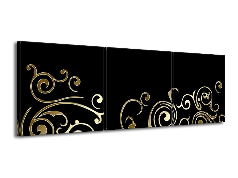 Glas schilderij Art | Zwart, Bruin | 150x50cm 3Luik