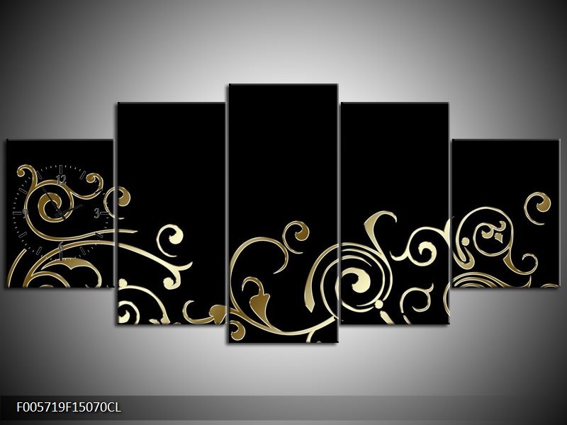 Klok schilderij Art | Zwart, Bruin | 150x70cm 5Luik