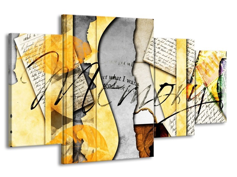 Glas schilderij Art | Bruin, Geel | 160x90cm 4Luik