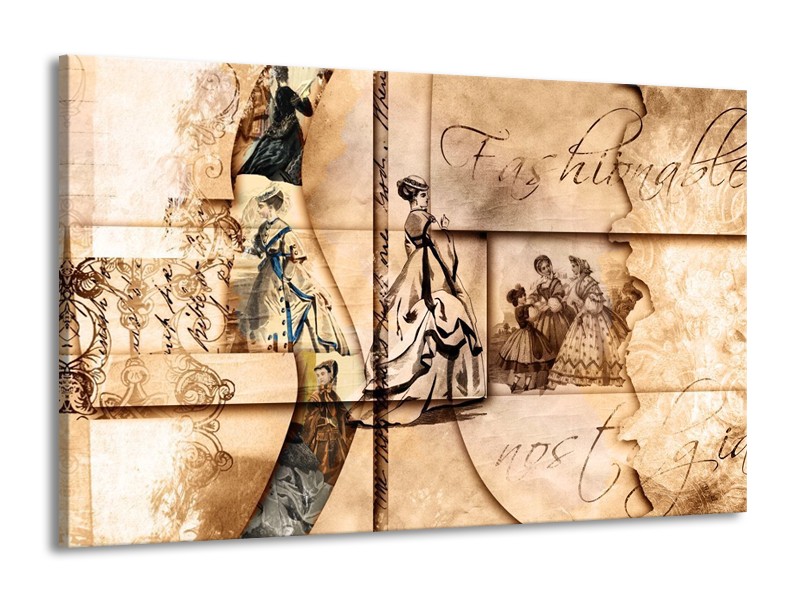 Canvas schilderij Vrouw | Bruin, Sepia | 140x90cm 1Luik