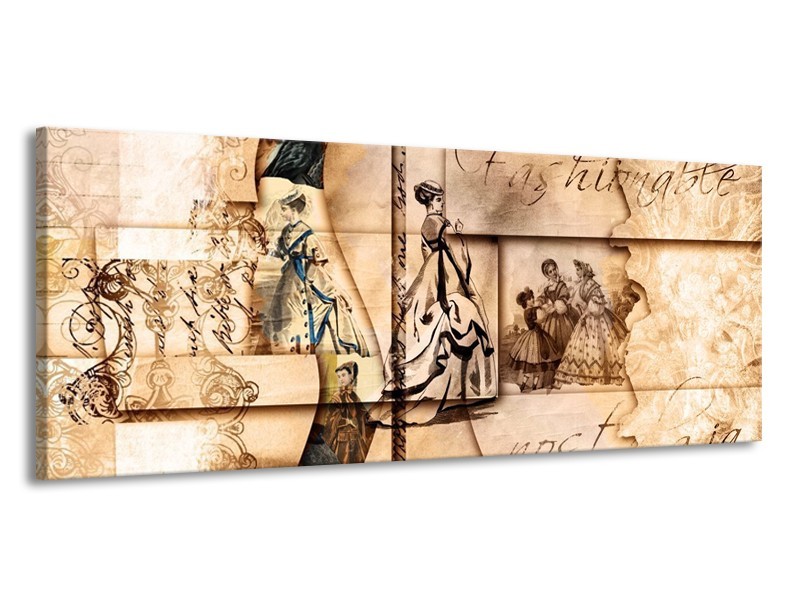 Glas schilderij Vrouw | Bruin, Sepia | 145x58cm 1Luik